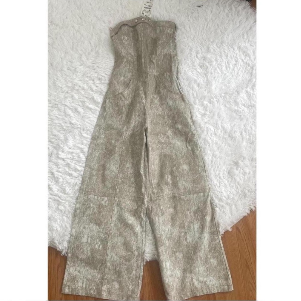 ZARA PRINTED LINEN BLEND JUMPSUIT